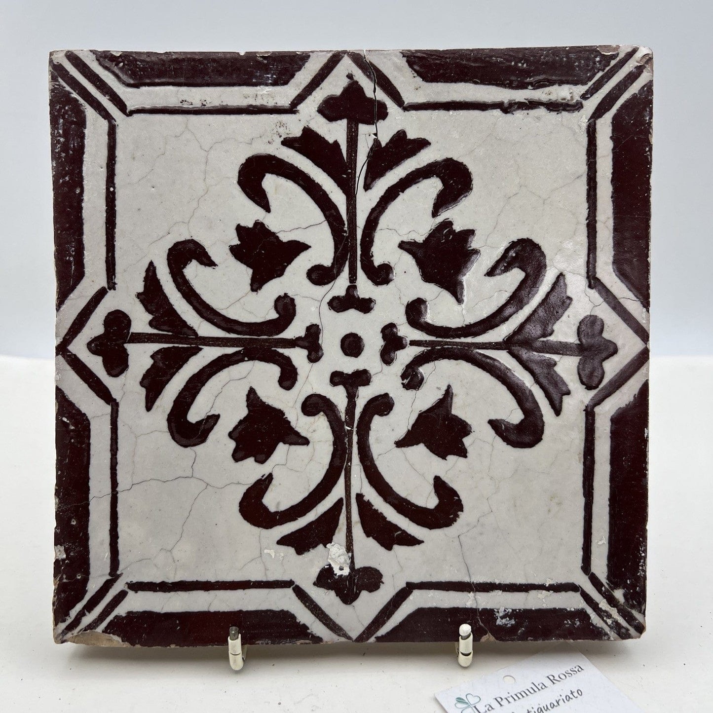 Mattonella Antica Decorativa Piastrella Riggiola vecchia Maiolica D'epoca  395 Categoria  Arte e antiquariato:Porcellana e ceramica:Piastrelle e mattonelle