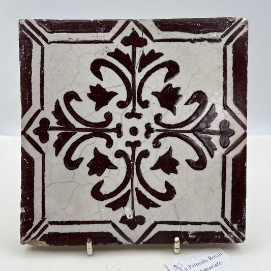 Mattonella Antica Decorativa Piastrella Riggiola vecchia Maiolica D'epoca  395 Categoria  Arte e antiquariato:Porcellana e ceramica:Piastrelle e mattonelle