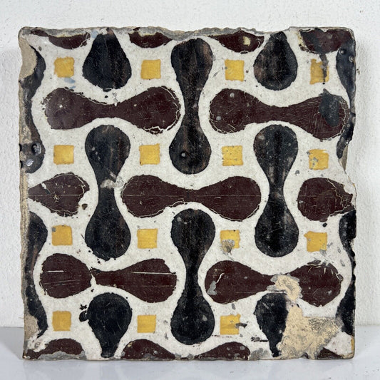 Mattonella Antica Decorativa Piastrella Riggiola vecchia Maiolica D'epoca  Art 2 Categoria  Arte e antiquariato:Porcellana e ceramica:Piastrelle e mattonelle