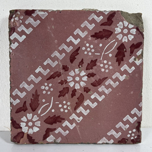 Mattonella Antica Decorativa Piastrella Riggiola vecchia Maiolica D'epoca  Art 3 Categoria  Arte e antiquariato:Porcellana e ceramica:Piastrelle e mattonelle