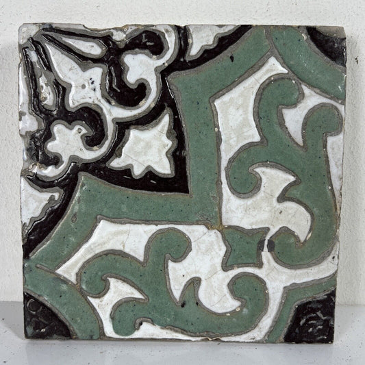 Mattonella Antica Decorativa Piastrella Riggiola vecchia Maiolica D'epoca  Art 7 Categoria  Arte e antiquariato:Porcellana e ceramica:Piastrelle e mattonelle