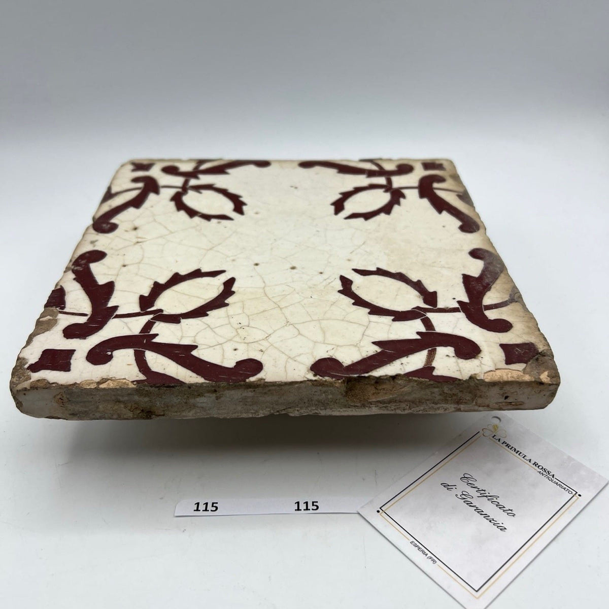 Mattonella Antica Decorativa Piastrella Riggiola vecchia Maiolica D'epoca Art115 Categoria  Arte e antiquariato:Porcellana e ceramica:Piastrelle e mattonelle