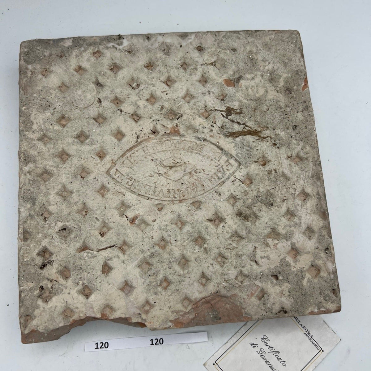 Mattonella Antica Decorativa Piastrella Riggiola vecchia Maiolica D'epoca Art120 Categoria  Arte e antiquariato:Porcellana e ceramica:Piastrelle e mattonelle