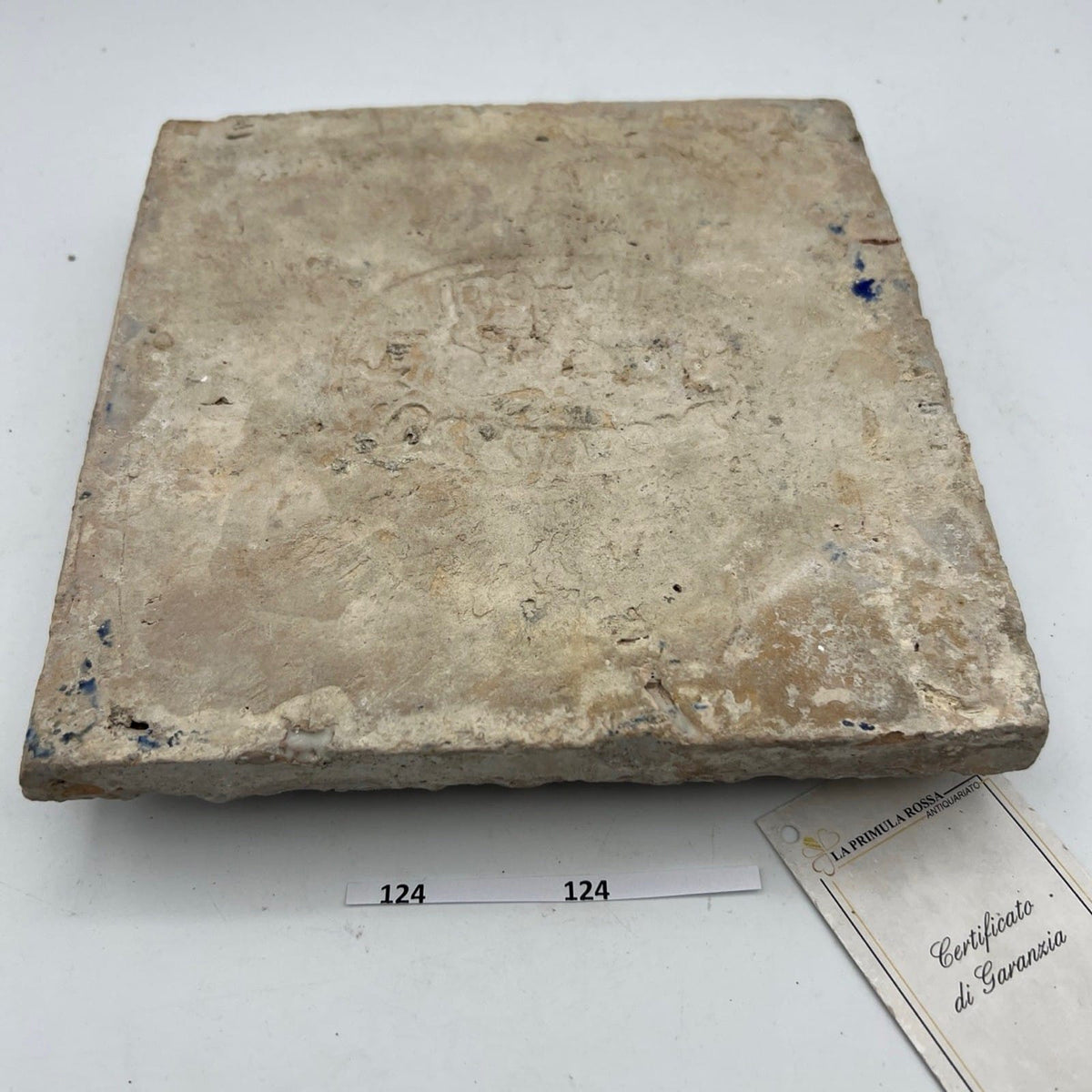 Mattonella Antica Decorativa Piastrella Riggiola vecchia Maiolica D'epoca Art124 Categoria  Arte e antiquariato:Porcellana e ceramica:Piastrelle e mattonelle