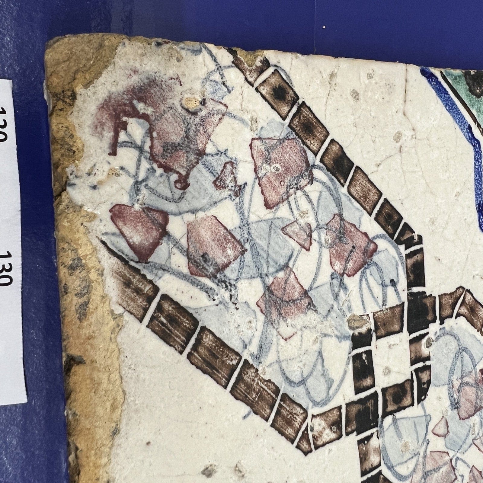 Mattonella Antica Decorativa Piastrella Riggiola vecchia Maiolica D'epoca Art130 Categoria  Arte e antiquariato:Porcellana e ceramica:Piastrelle e mattonelle