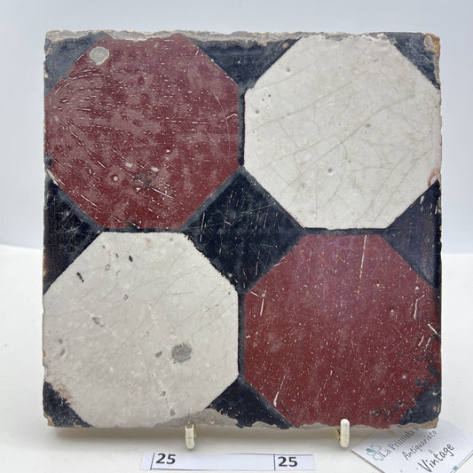 Mattonella Antica Decorativa Piastrella Riggiola vecchia Maiolica D'epoca  Art25 Categoria  Arte e antiquariato:Porcellana e ceramica:Piastrelle e mattonelle