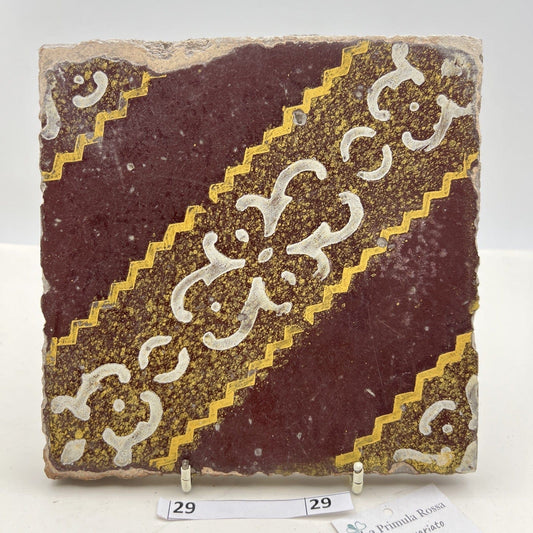 Mattonella Antica Decorativa Piastrella Riggiola vecchia Maiolica D'epoca  Art29 Categoria  Arte e antiquariato:Porcellana e ceramica:Piastrelle e mattonelle