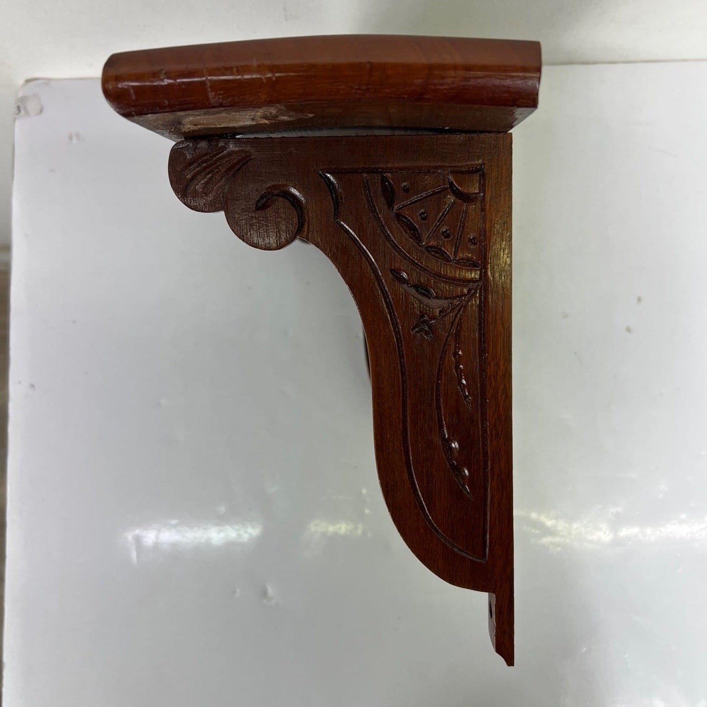 Mensola antica in legno mensolina piedistallo a sospensione da muro epoca 800 2 Categoria  Mensole