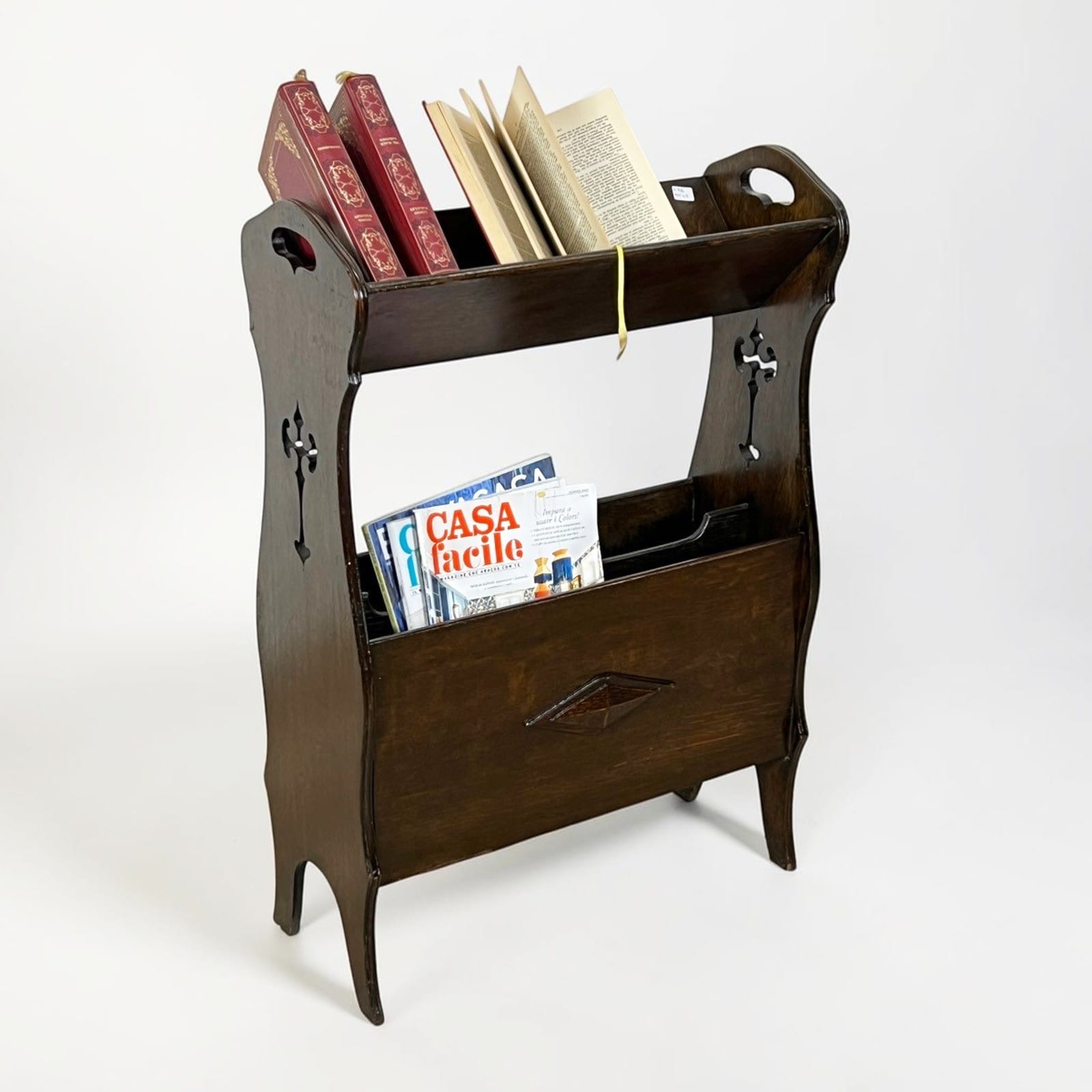 Mensola Libreria Antica in legno da terra reggilibri Portalibri Portariviste Categoria  Mensole