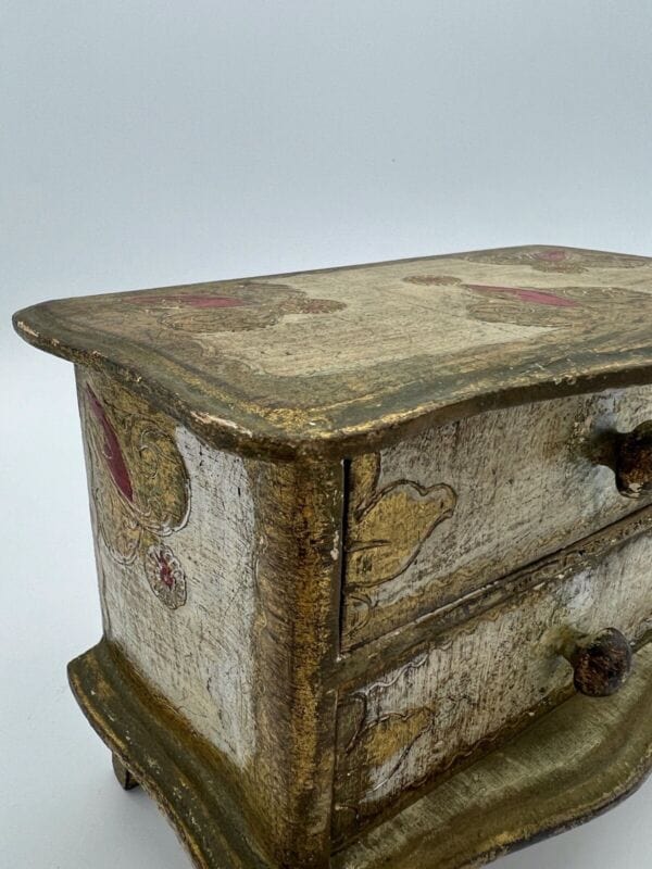 Mobile antico in miniatura comò stile veneziano portagioie legno con cassetto Categoria  Giocattoli vintage