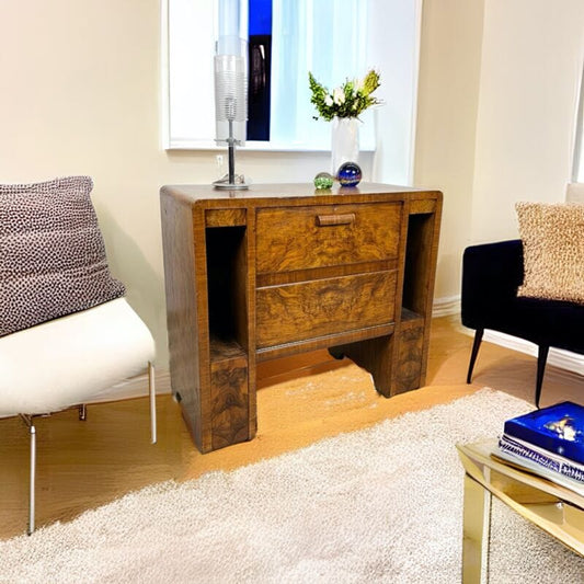 Mobiletto bar stile art decò mobile consolle anni 40 modernariato in legno noce Categoria  Arredamento