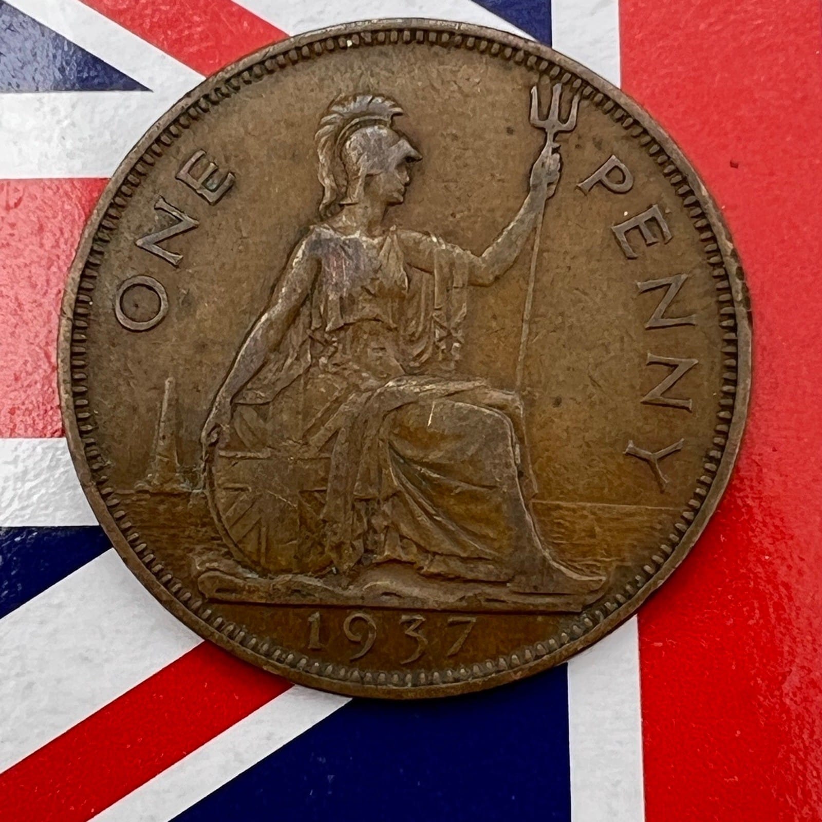 Moneta Antica Inglese da collezione 1 one Penny Anno 1937 Giorgio VI Regno Unito Categoria  Monete e banconote:Monete antiche:Altro monete antiche