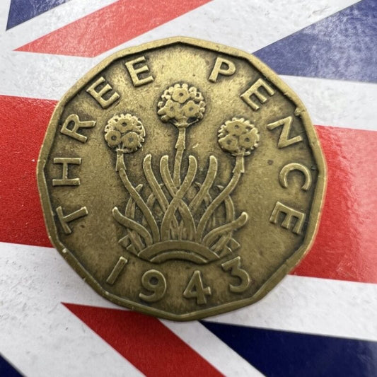 Moneta Antica Inglese da collezione tre 3 THREE Penny Anno 1943  Regno Unito Categoria  Other