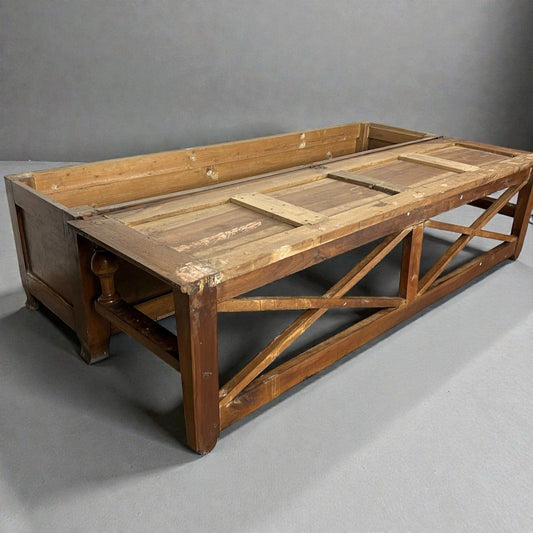 Panca antica in legno con schienale Grande cassapanca Baule epoca 800 italiano Categoria  Sedie