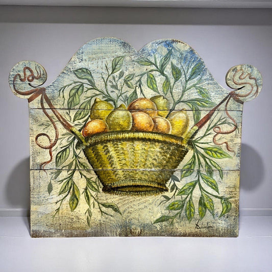 Pannello decorativo in stile antico 700 in legno dipinto Natura Morta Frutta Categoria  Letti & Testate