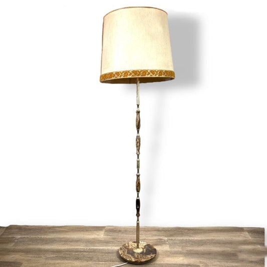 Piantana antica lampada da terra vintage lume in onice italiana con paralume Categoria  Lampade Appliques