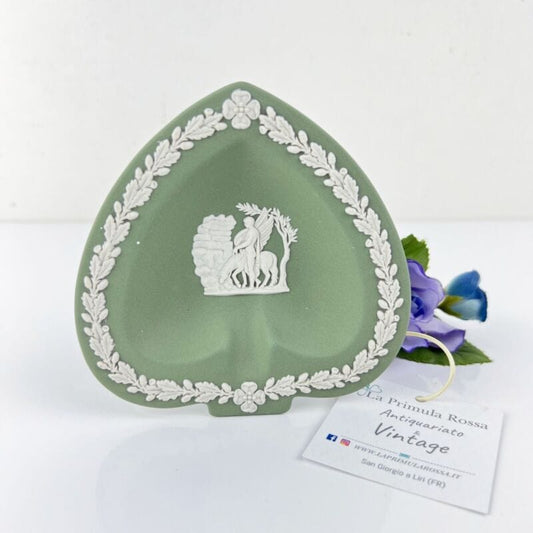 Piattino Cuore in porcellana Inglese Wedgwood verde Vintage stile neoclassico Categoria  Vasi e Portafiori