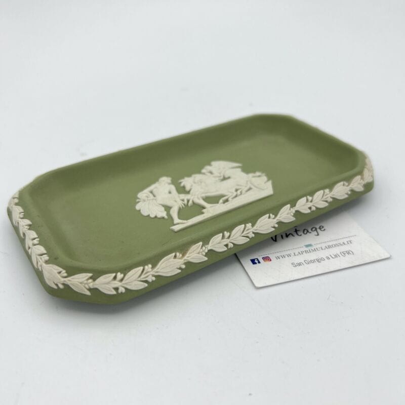 Piattino in porcellana Inglese Wedgwood Verde Vintage stile antico 900 Categoria  Vasi e Portafiori
