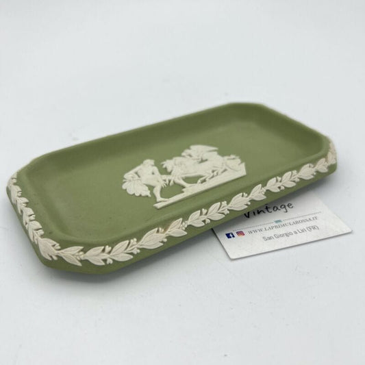 Piattino in porcellana Inglese Wedgwood Verde Vintage stile antico 900 Categoria  Vasi e Portafiori
