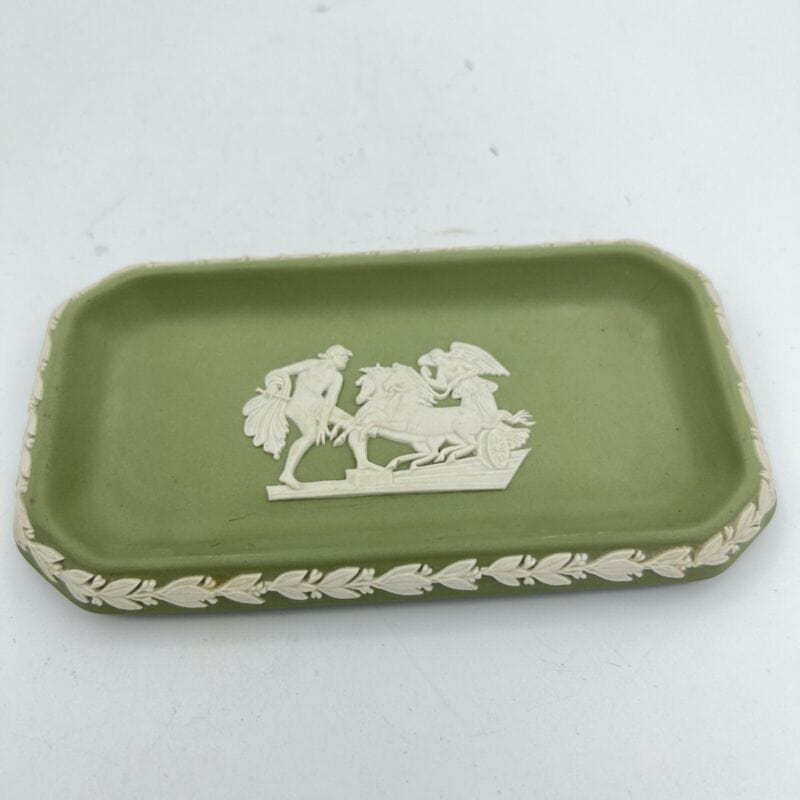 Piattino in porcellana Inglese Wedgwood Verde Vintage stile antico 900 Categoria  Vasi e Portafiori