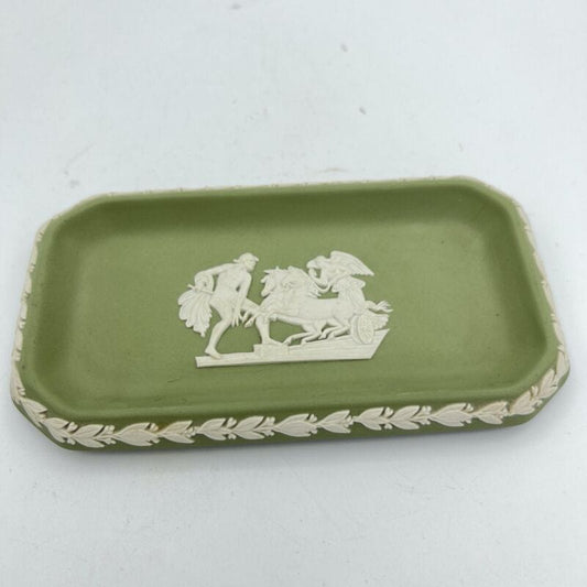 Piattino in porcellana Inglese Wedgwood Verde Vintage stile antico 900 Categoria  Vasi e Portafiori