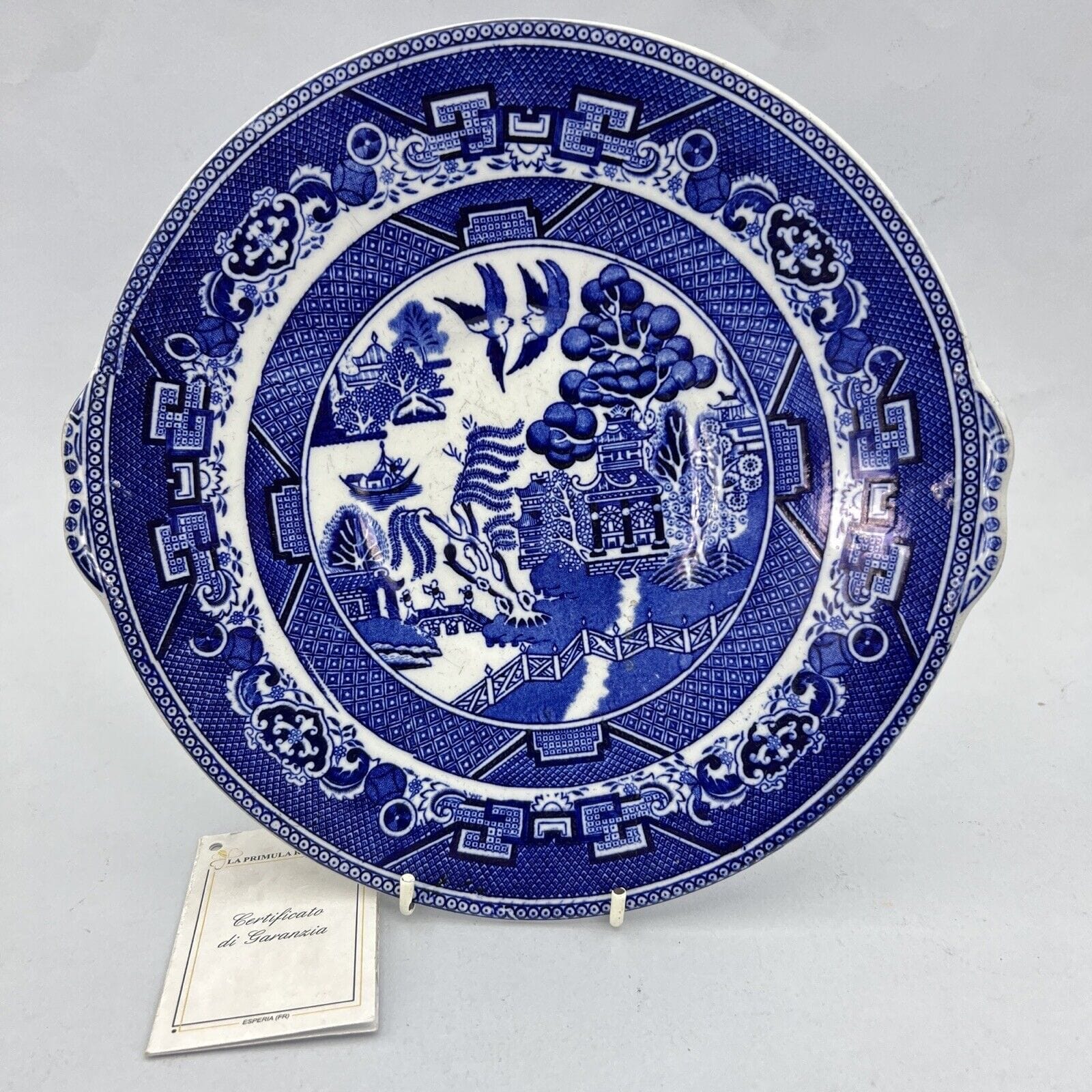 Piatto Antico da portata ovale vassoio colore bianco e blu decoro Willow 1930 Categoria  Piatti Vassoio