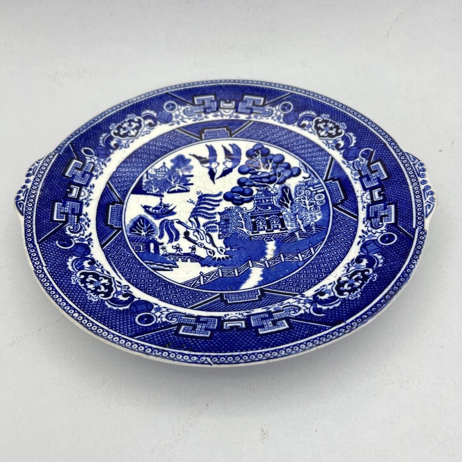 Piatto Antico da portata ovale vassoio colore bianco e blu decoro Willow 1930 Categoria  Piatti Vassoio