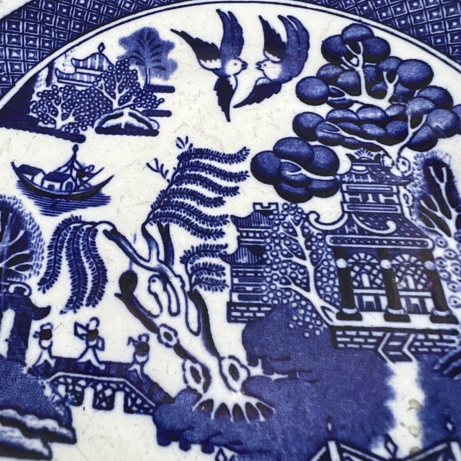 Piatto Antico da portata ovale vassoio colore bianco e blu decoro Willow 1930 Categoria  Piatti Vassoio