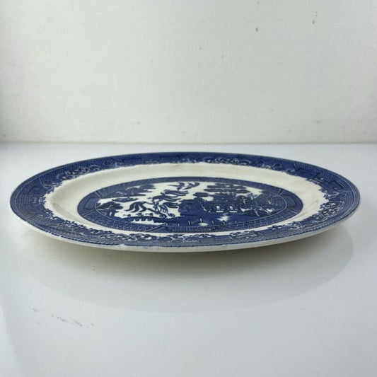 Piatto Antico da portata ovale vassoio colore bianco e blu decoro Willow 1940 Categoria  Piatti Vassoio