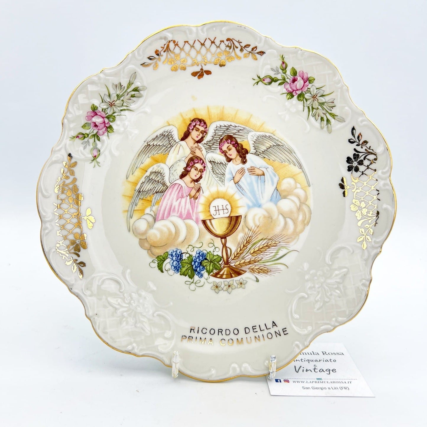Piatto antico in porcellana Bianca Bavaria Decorativo Prima Comunione con Angeli Categoria  Piatti e Piattini