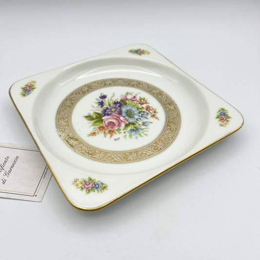Piatto antico svuotatasche in ceramica Bavaria decorato con Fiori Rose ciotola Categoria  Piatti e Piattini