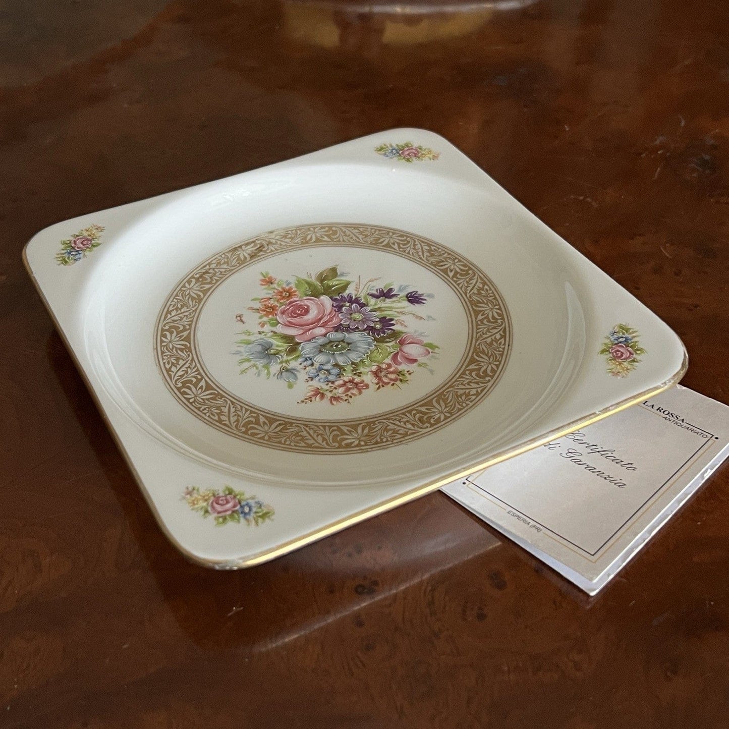 Piatto antico svuotatasche in ceramica Bavaria decorato con Fiori Rose ciotola Categoria  Piatti e Piattini