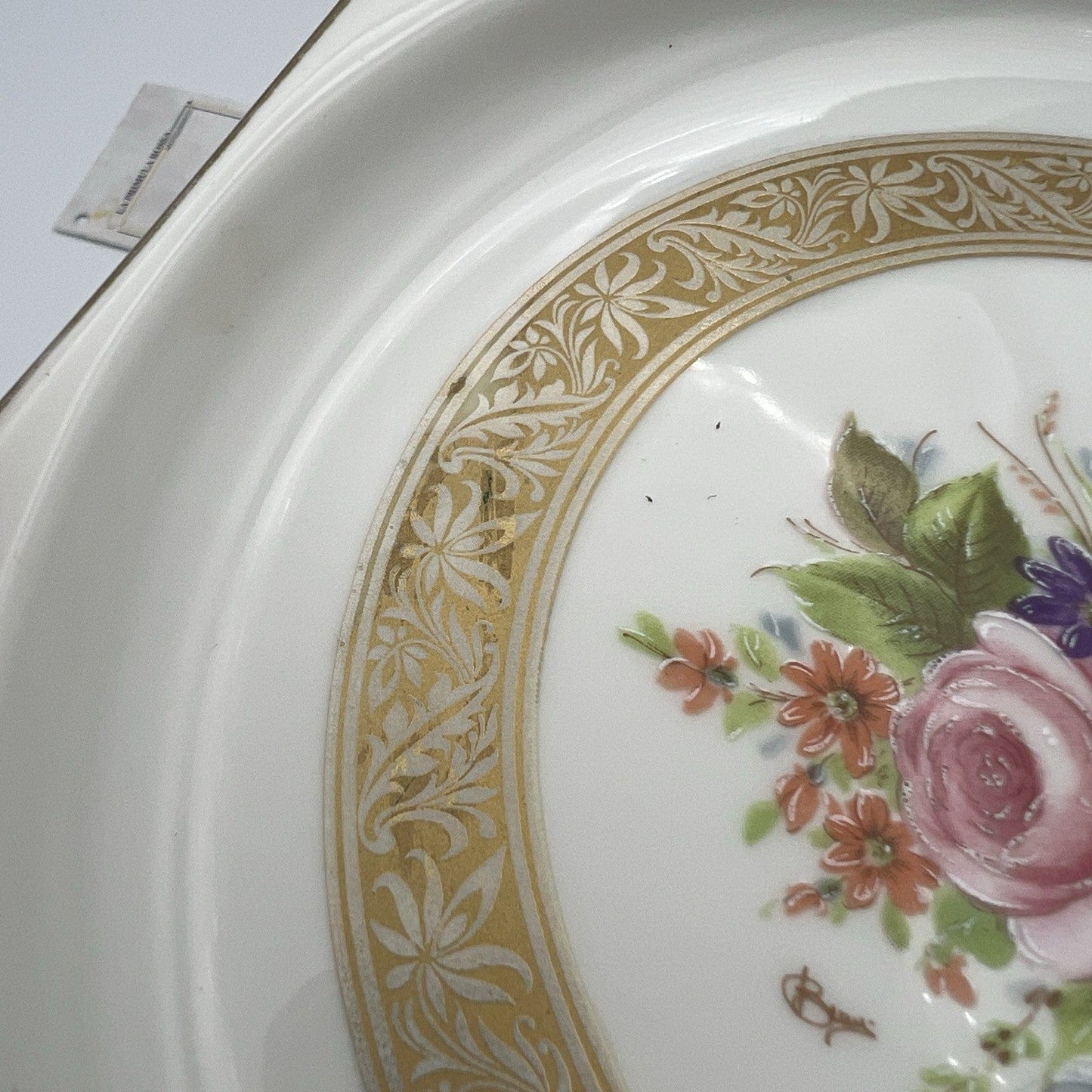 Piatto antico svuotatasche in ceramica Bavaria decorato con Fiori Rose ciotola Categoria  Piatti e Piattini