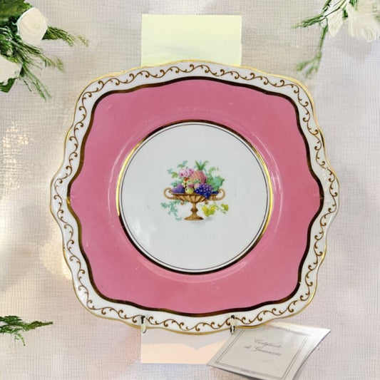 Piatto antico vassoio in porcellana per dolci decorato rosa e frutta da portata Categoria  Ceramiche e Porcellane