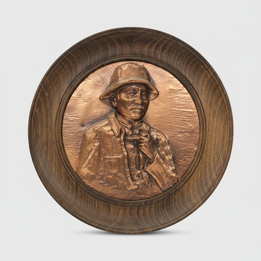 PIATTO D'EPOCA DA PARETE IN LEGNO E RAME 31 cm - VINTAGE WOOD AND COPPER PLATE Categoria  altro