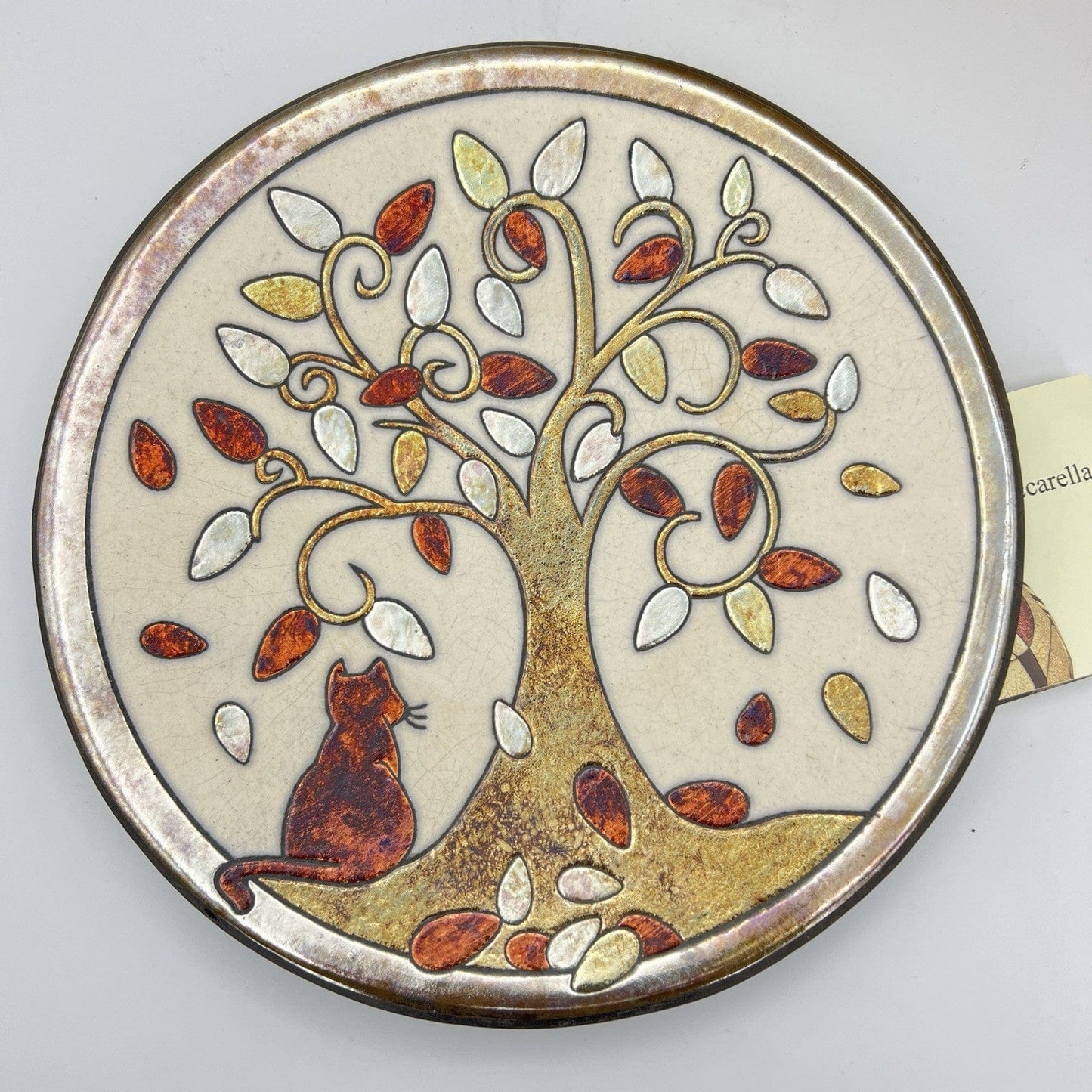 Piatto da collezione in ceramica Albero della Vita Gatto Antonio Zaccarella Raku Categoria  Piatti e Piattini