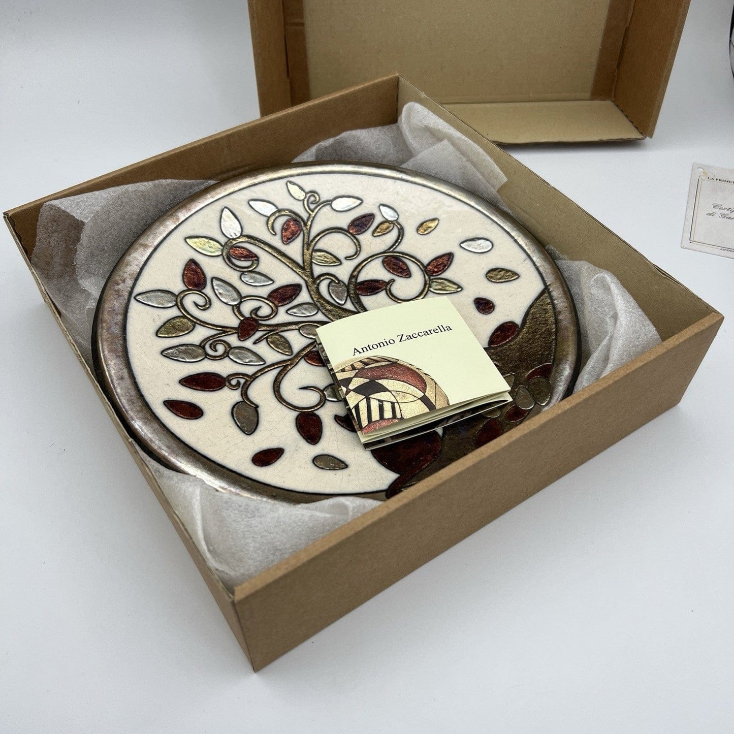 Piatto da collezione in ceramica Albero della Vita Gatto Antonio Zaccarella Raku Categoria  Piatti e Piattini