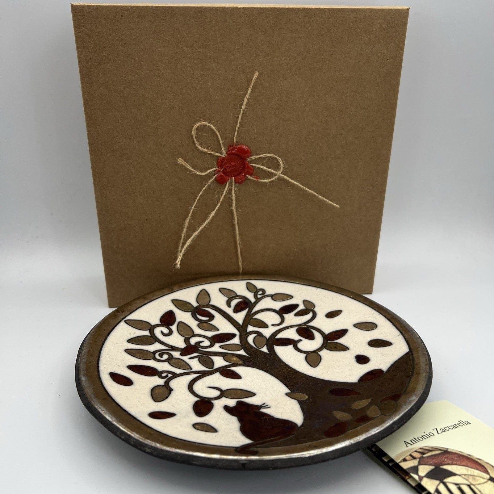 Piatto da collezione in ceramica Albero della Vita Gatto Antonio Zaccarella Raku Categoria  Piatti e Piattini