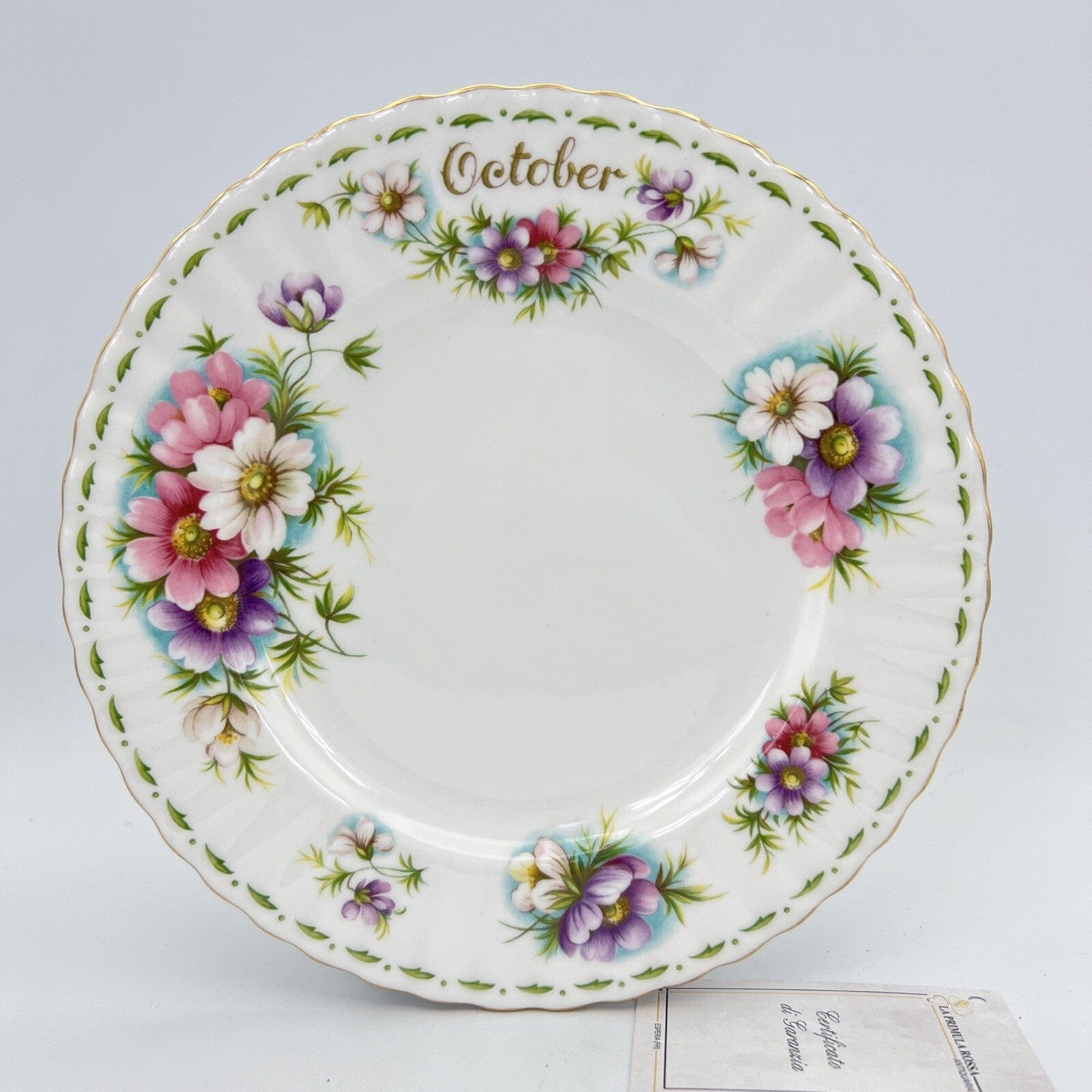 Piatto da dolce per frutta Royal Albert con mese Flower Of The Tè Month OTTOBRE Categoria  Servizio tazze - Tazze