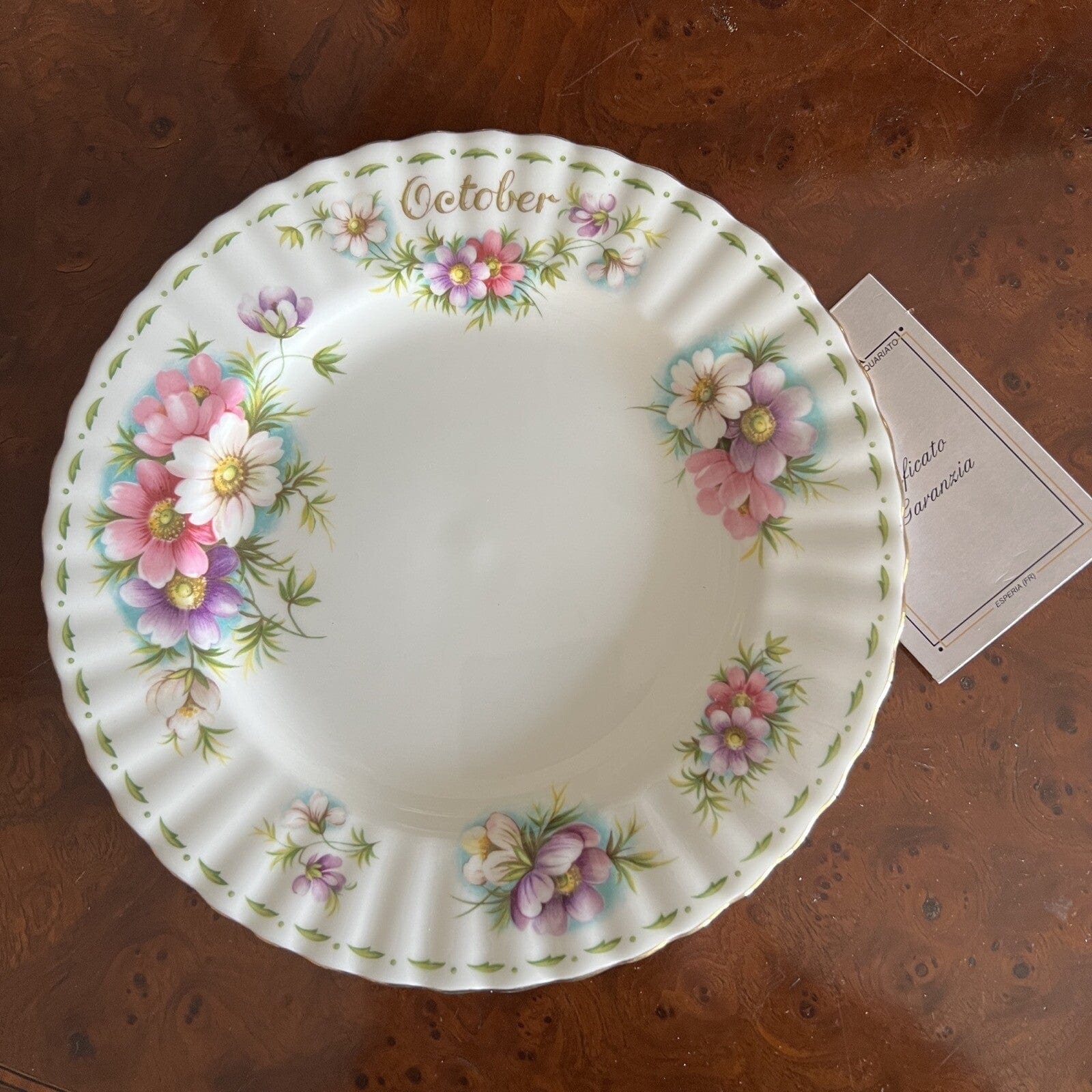Piatto da dolce per frutta Royal Albert con mese Flower Of The Tè Month OTTOBRE Categoria  Servizio tazze - Tazze