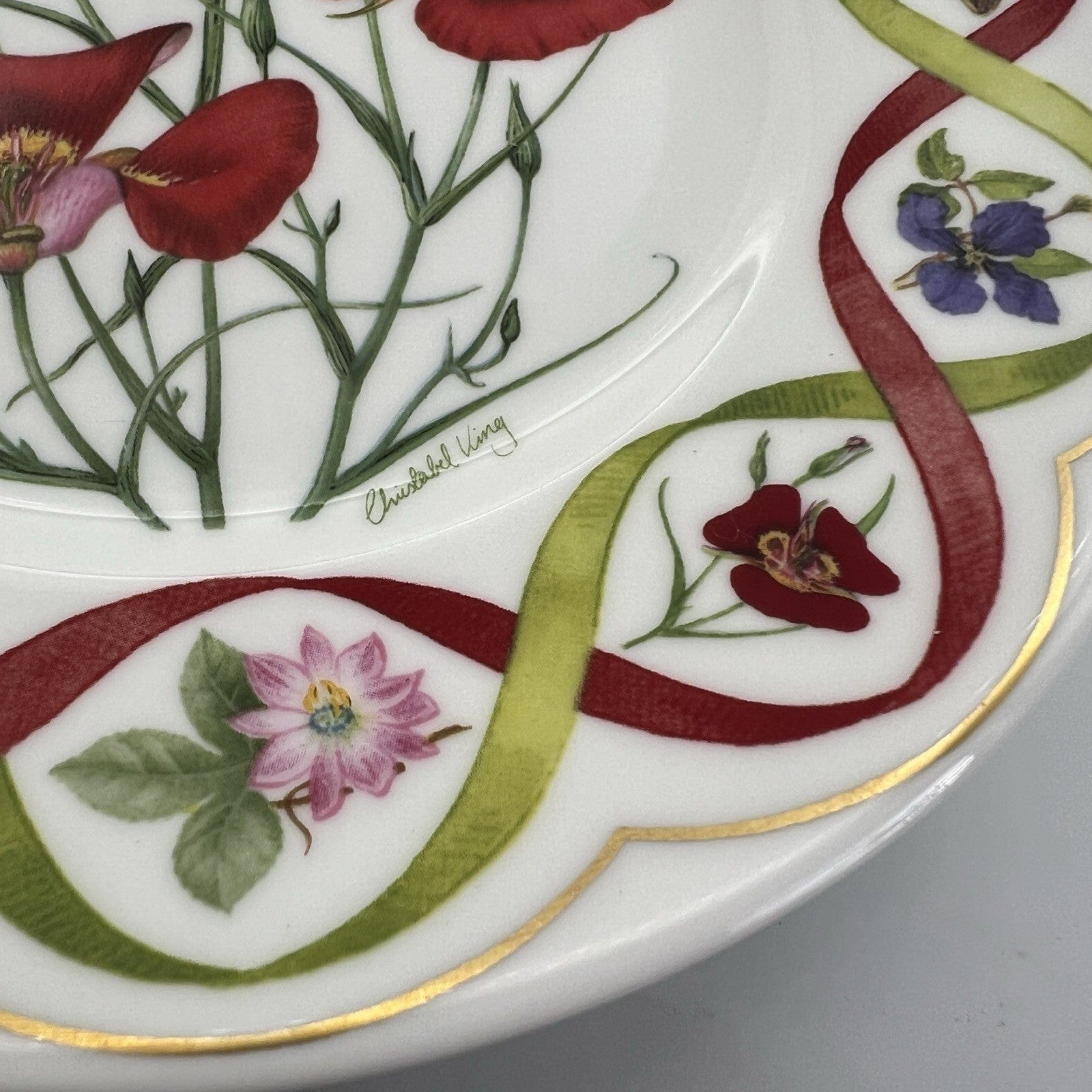 Piatto decorativo da collezione Porcellana Wedgwood Flower of Kew Fiori Papaveri Categoria  Piatti e Piattini