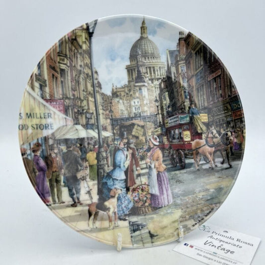 Piatto Decorativo Vintage in porcellana Vecchia Londra Venditore di Fiori 1990 Categoria  Ceramiche e Porcellane