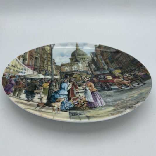 Piatto Decorativo Vintage in porcellana Vecchia Londra Venditore di Fiori 1990 Categoria  Ceramiche e Porcellane