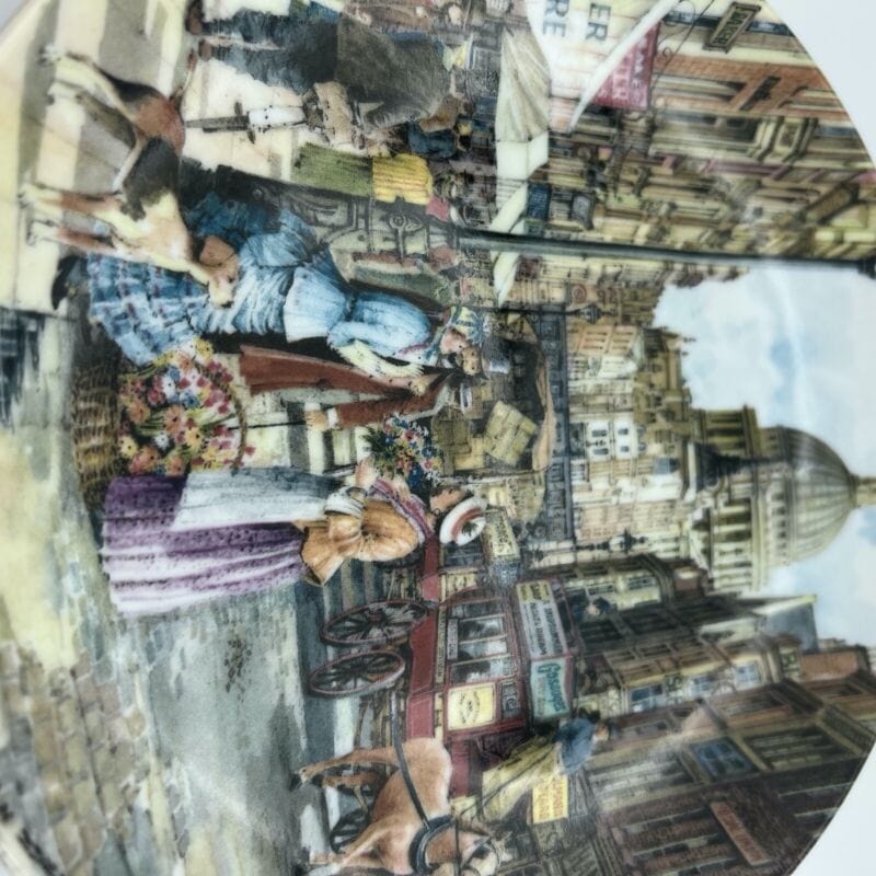 Piatto Decorativo Vintage in porcellana Vecchia Londra Venditore di Fiori 1990 Categoria  Ceramiche e Porcellane