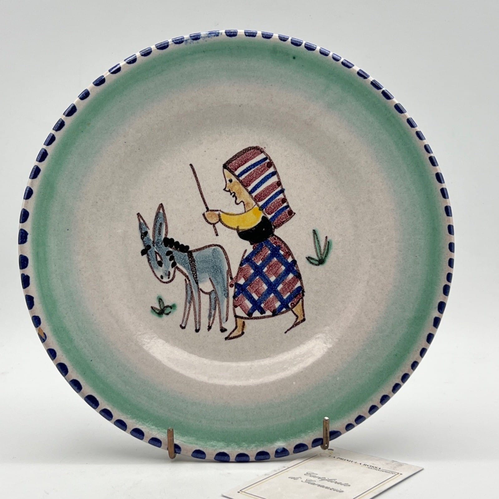 Piatto in ceramica Pinto di Vietri sul mare vietrese Vintage con Asinello Categoria  Servizio tazze - Tazze