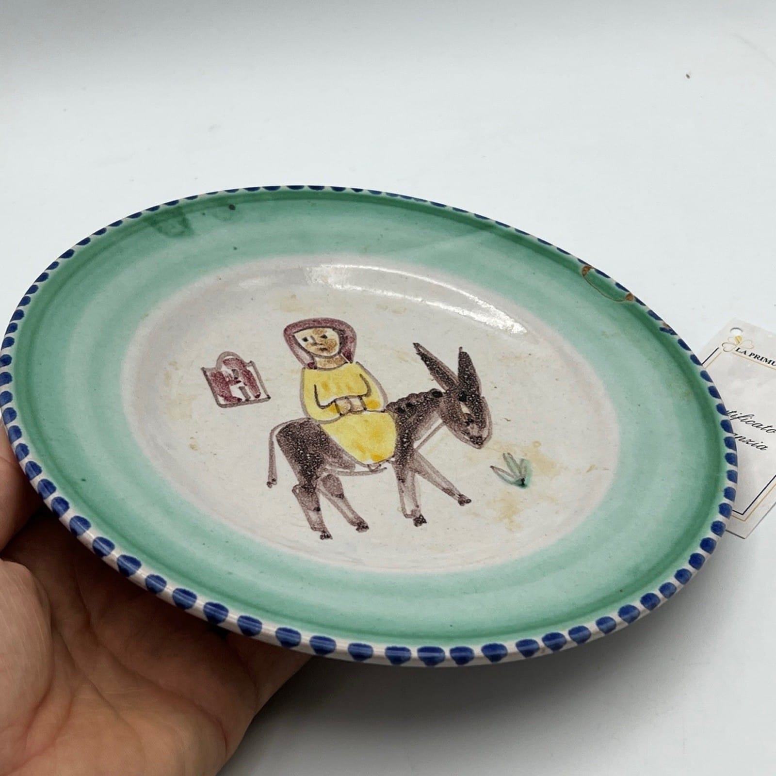 Piatto in ceramica V. Pinto di Vietri sul mare vietrese Vintage con Asinello Categoria  Servizio tazze - Tazze