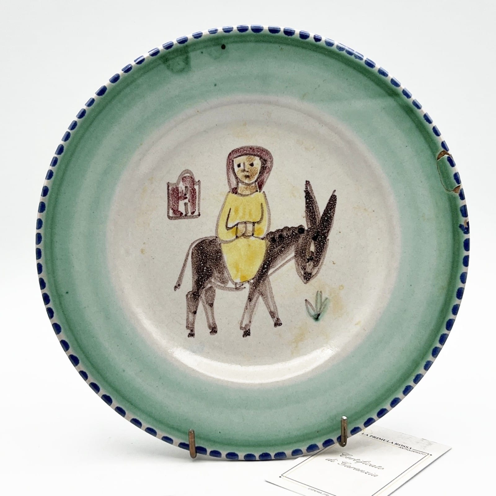 Piatto in ceramica V. Pinto di Vietri sul mare vietrese Vintage con Asinello Categoria  Servizio tazze - Tazze