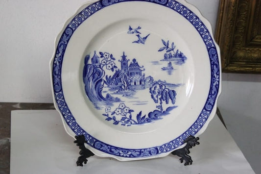 PIATTO  INGLESE ANTICO IN CERAMICA DECORO BLU CON PAGODA Categoria  Piatti e Piattini