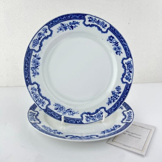 Piatto piano inglese decorativo antico 900 in ceramica bianco blu da collezione Categoria  Piatti e Piattini