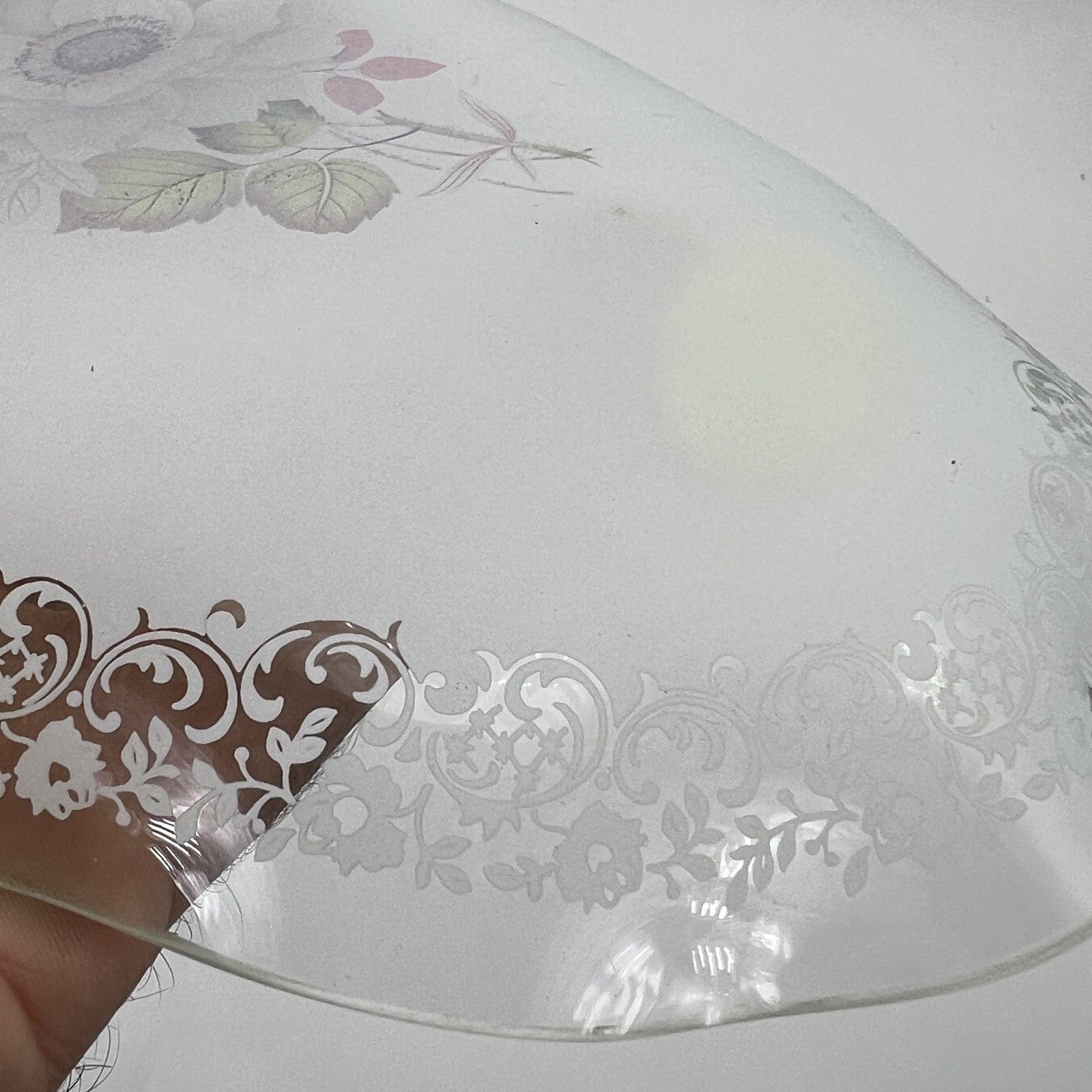 Piatto Piattino vassoio svuotatasche in Vetro Fiesta Glass Vintage Fiori Rose Categoria  Vetri e Cristalli
